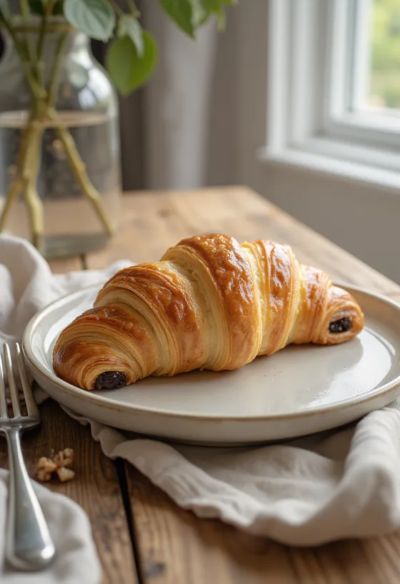 Valnøddecroissant serveret