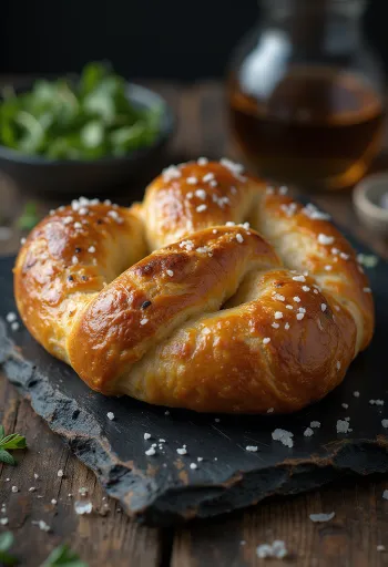 Bagte kringler fyldt med gåselever serveret