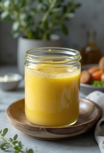 Honning-dijon-sauce serveret med salat