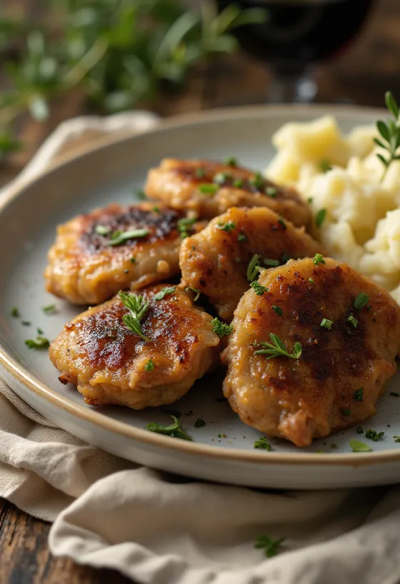 Stegt kyllingelever stegt sprød, serveret med frisk brød og rødløg