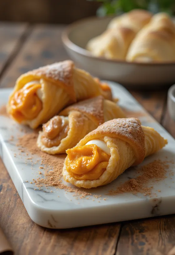 Cannoli med græskar og kanel serveret