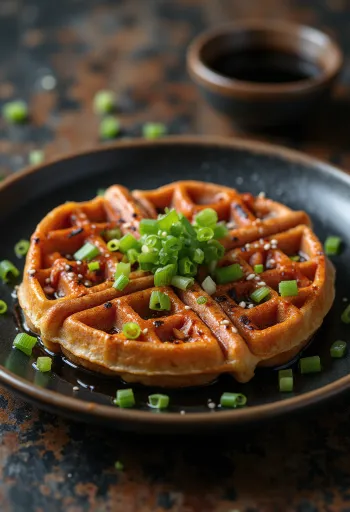 Kimchi-vaffel med sesam og forårsløg