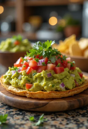 Tostada med guacamole og avocadotortilla