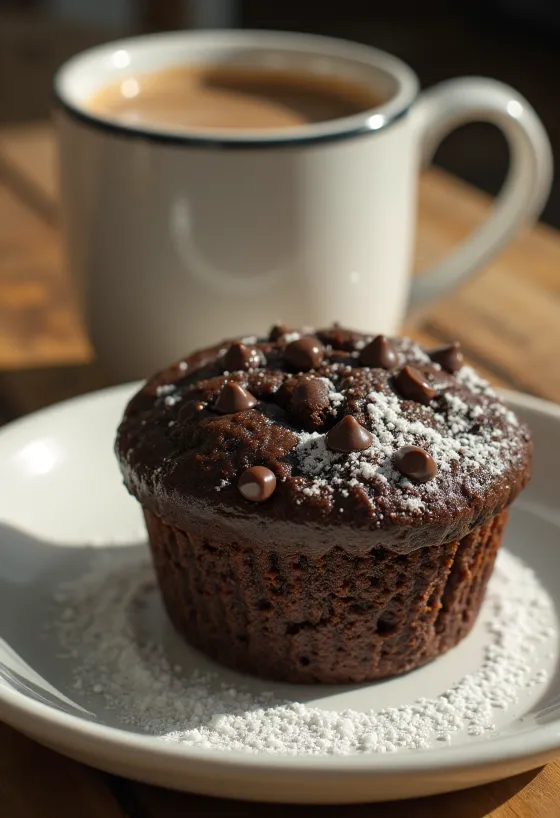 Chokolademuffins med chokoladestykker serveret på en tallerken