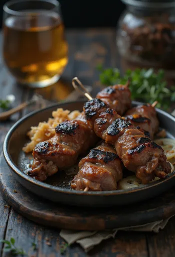 Oksekødskebab serveret i pita med frisk persille og yoghurtdressing