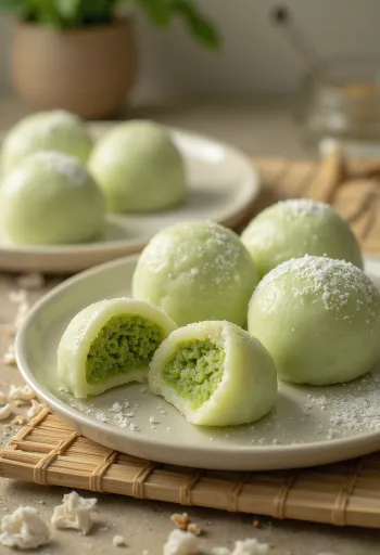 Mochi med grøn te, frisk grøn te smag og glutenfri dej