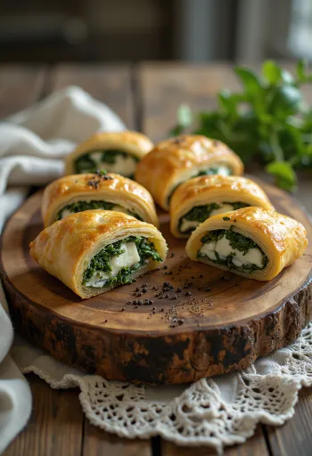 Spinat-feta strudel friskbagt, med sprød dej