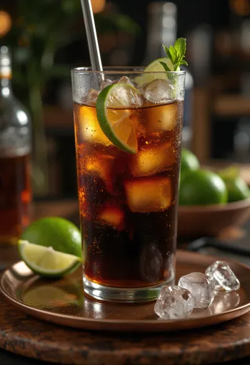 Cuba Libre cocktail frisk serveret