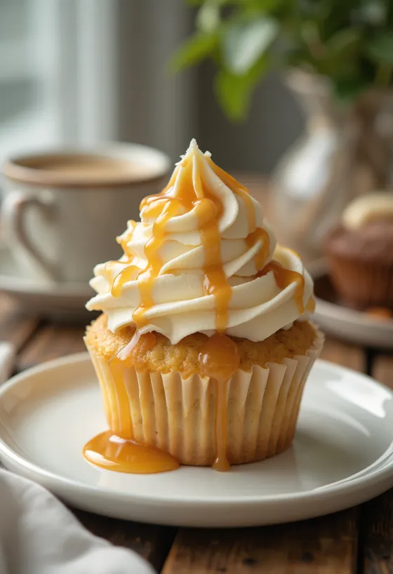 Friskbagte banan-karamel cupcakes