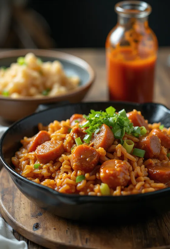 Jambalaya med oksekød, peberfrugt og ris