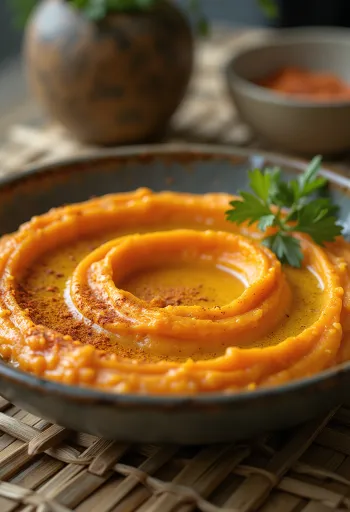 Pikant gulerodshummus serveret