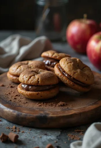 Æble-chokolade linzerkager serveret