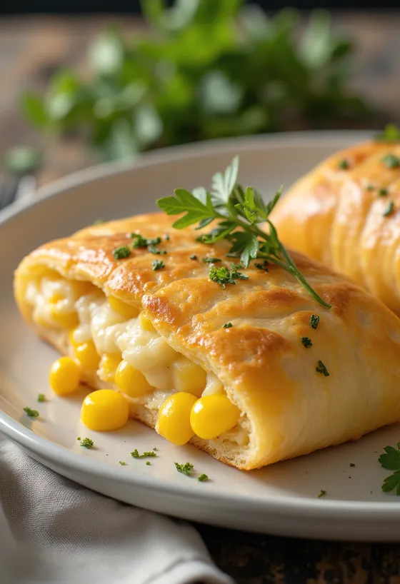 Stromboli serveret med majs