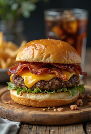Bacon burger serveret