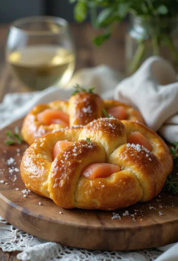 Kringle med røget laks serveret