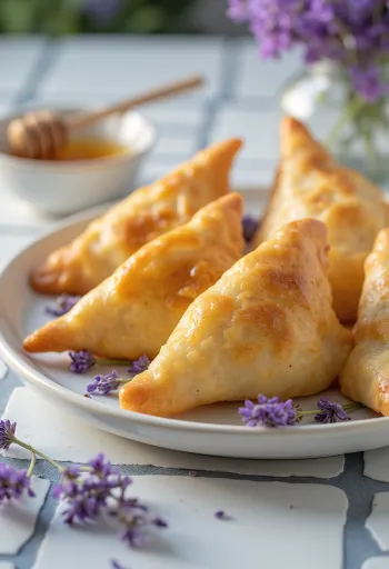 Lavendel og honning samosa serveret