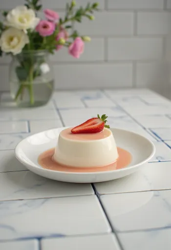 Prosecco panna cotta serveret