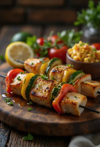 Balık Kebab med grillet fisk og grøntsager