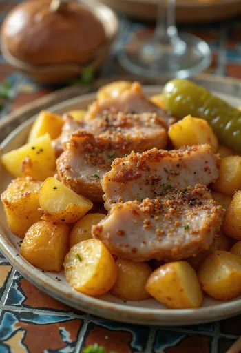 Friskstegt Brassói-steg med kartoffeltern og krydderier.