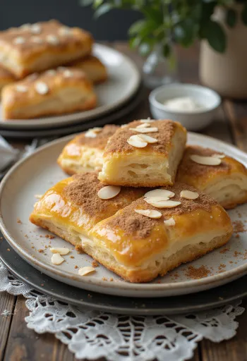 Kanelstang med mandler, friskbagt, drysset med kanel og mandler