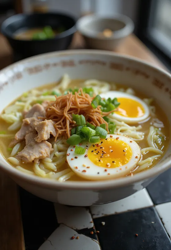 Street Food Ramen serveret med kylling og grøntsager