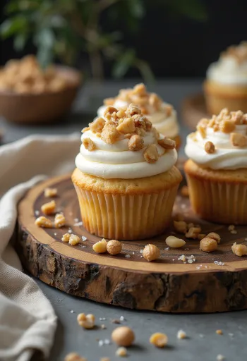 Saltede jordnødde cupcakes serveret