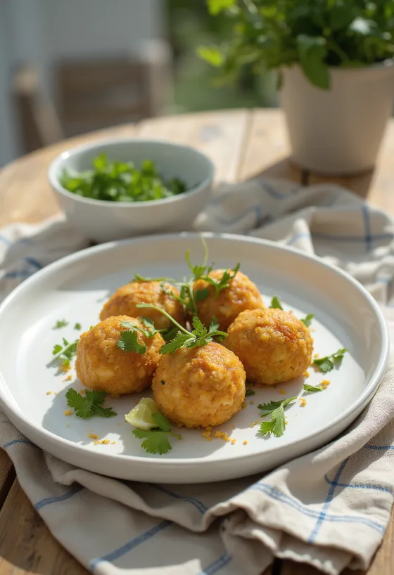 Acarajé med grøn tomatsalat, sprød brasiliansk ret