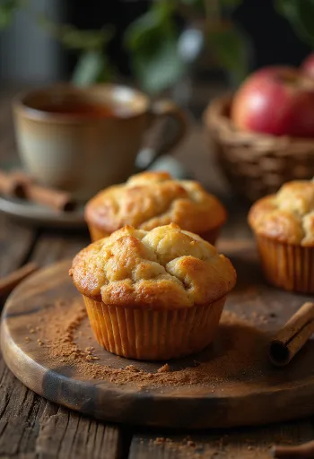 Æble-kanel muffins serveret