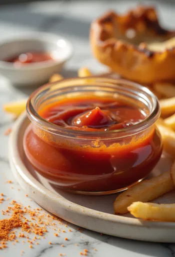 Krydret BBQ-ketchup serveret