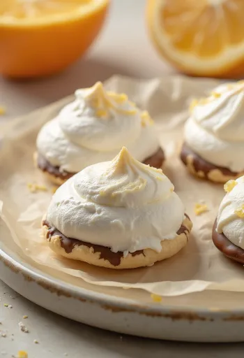 Honning-appelsin marengs serveret på et fad