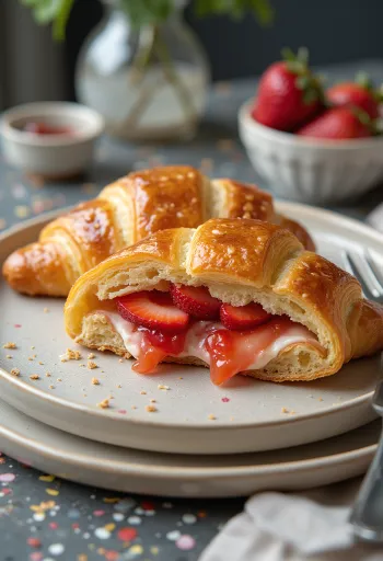 Jordbærcroissant serveret