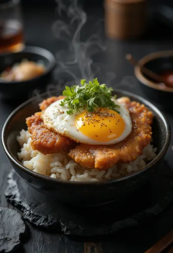Katsu Don serveret med sprødt svinekød og forårsløg