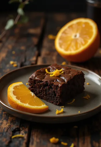 Appelsin brownie serveret på et fad