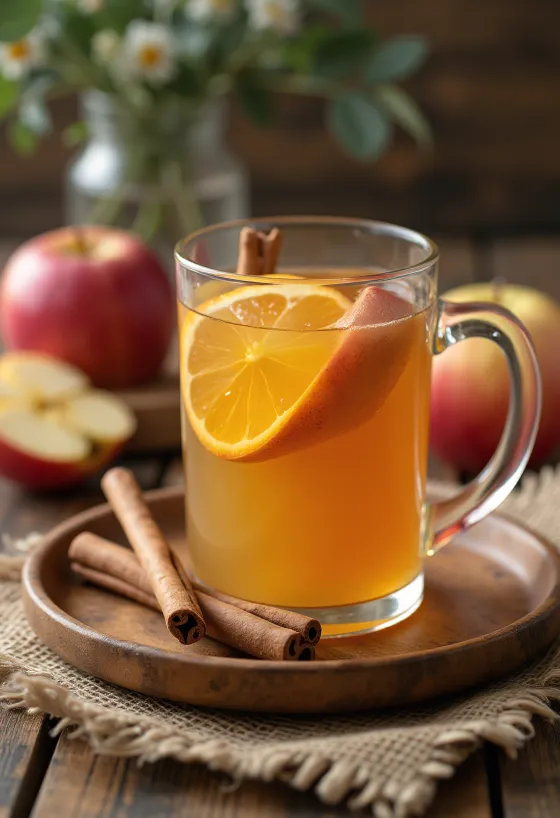 Kanel-æblecider serveret i glas