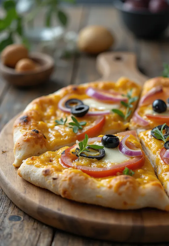Peruviansk stil pizza med aji amarillo pasta og lokale krydderier