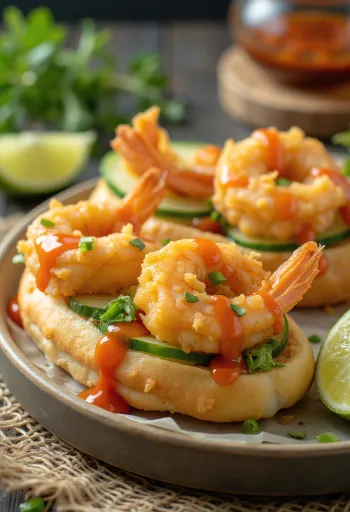 Tempura Shrimp Bao med friteret reje og chilisauce