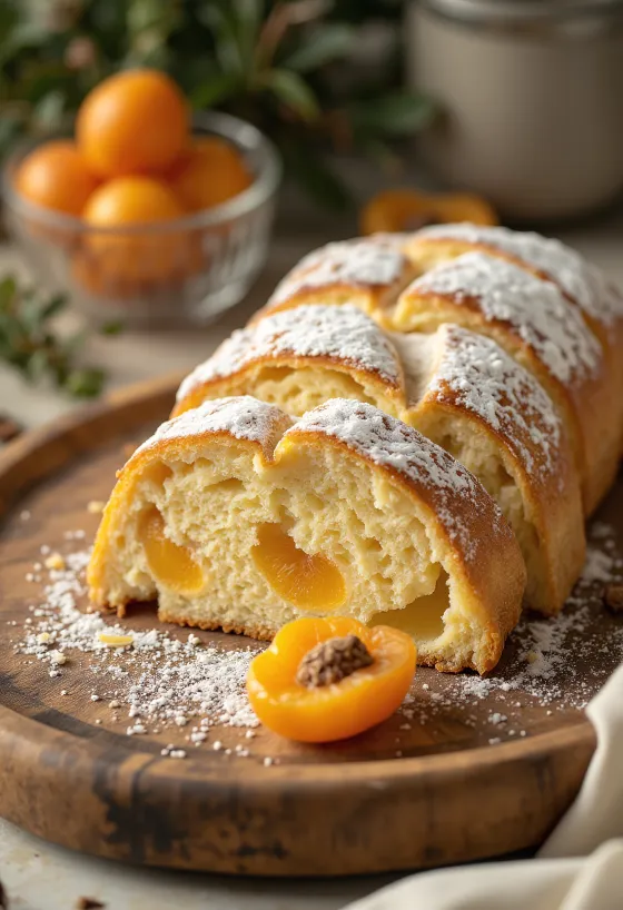 Vanilje-abrikos Stollen i skiver