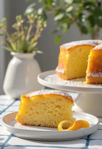 Appelsinkage serveret på et fad