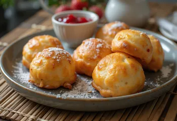 Æbleskiver med jordbærsyltetøj