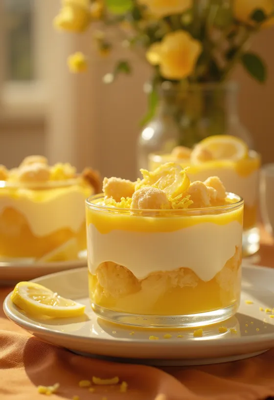 Citrondrøm med lagdelt kage og mascarponecreme, pyntet med frisk citron