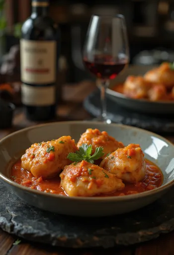 Coucou med tomatsauce serveret