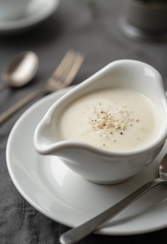 Fløde-rosmarinsauce serveret