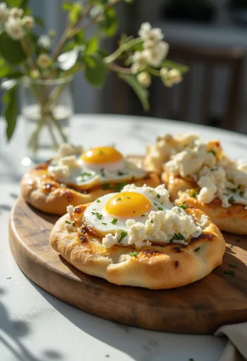 Focaccia med grillet aubergine og feta serveret