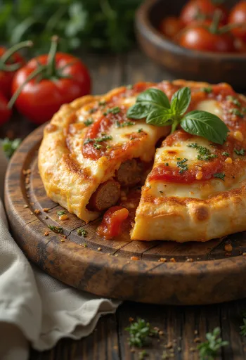 Ildfuld ungarsk calzone bagt gyldenbrun