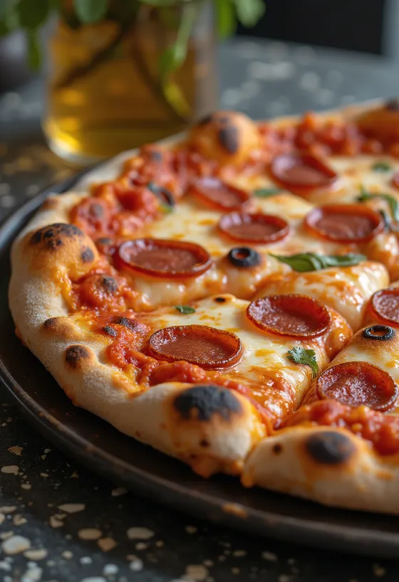 Røget ost og pepperoni pizza friskbagt