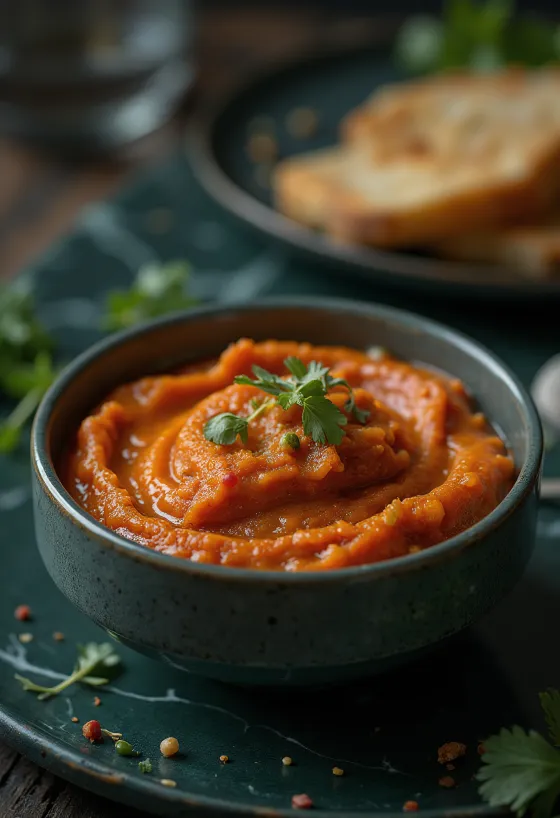 Romesco-sovs serveret med grillmad