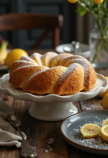 Banan-citron bundtkage serveret