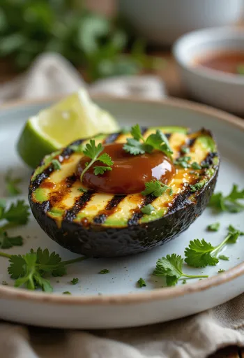 BBQ grillet avocado serveret