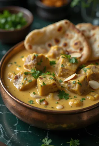 Korma med lammekød serveret