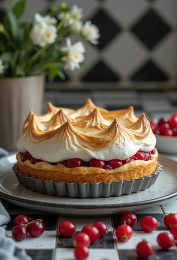 Ribs marengs kage serveret